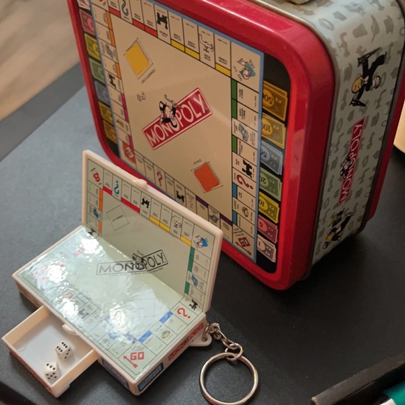 Monopoly Vtg lunchbox & Mini Keychain board plus drawer with real dice limited - Picture 4 of 6